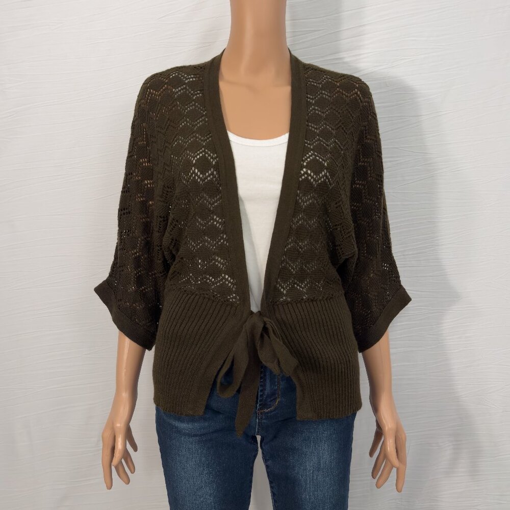 Vintage Pacific Heights California Open Knit Half Sleeve Wrap Cardigan | Size XL
